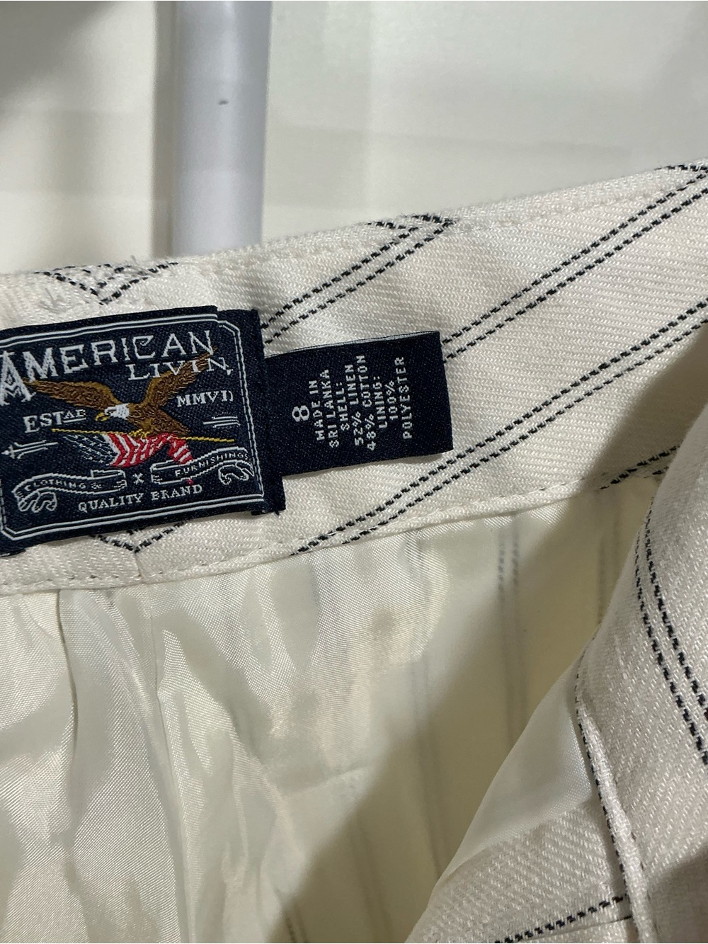 American Living Cream Trousers with Gray Pinstripes - Picture 2 of 4